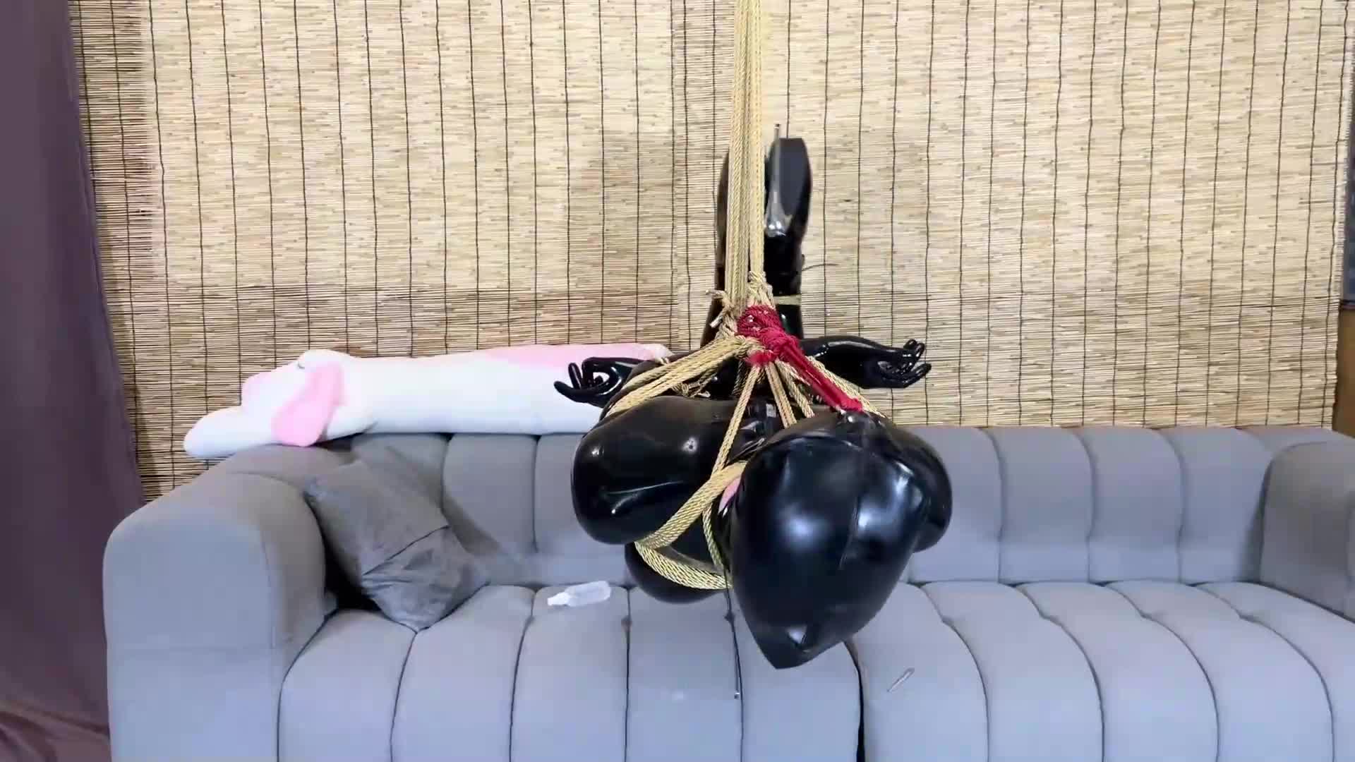 《安安与月月》超严厉乳胶驷马芭蕾高跟悬吊捆绑培训，性感黑丝女王强迫呼控无情榨汁。-绳艺在线资源网
