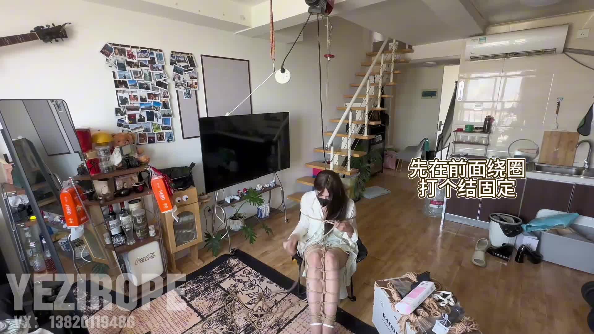 野子自缚小课堂第二集｜12cm高跟白裙后直臂高手吊缚，超大玩具完全塞入，痛得不能…-绳艺在线资源网
