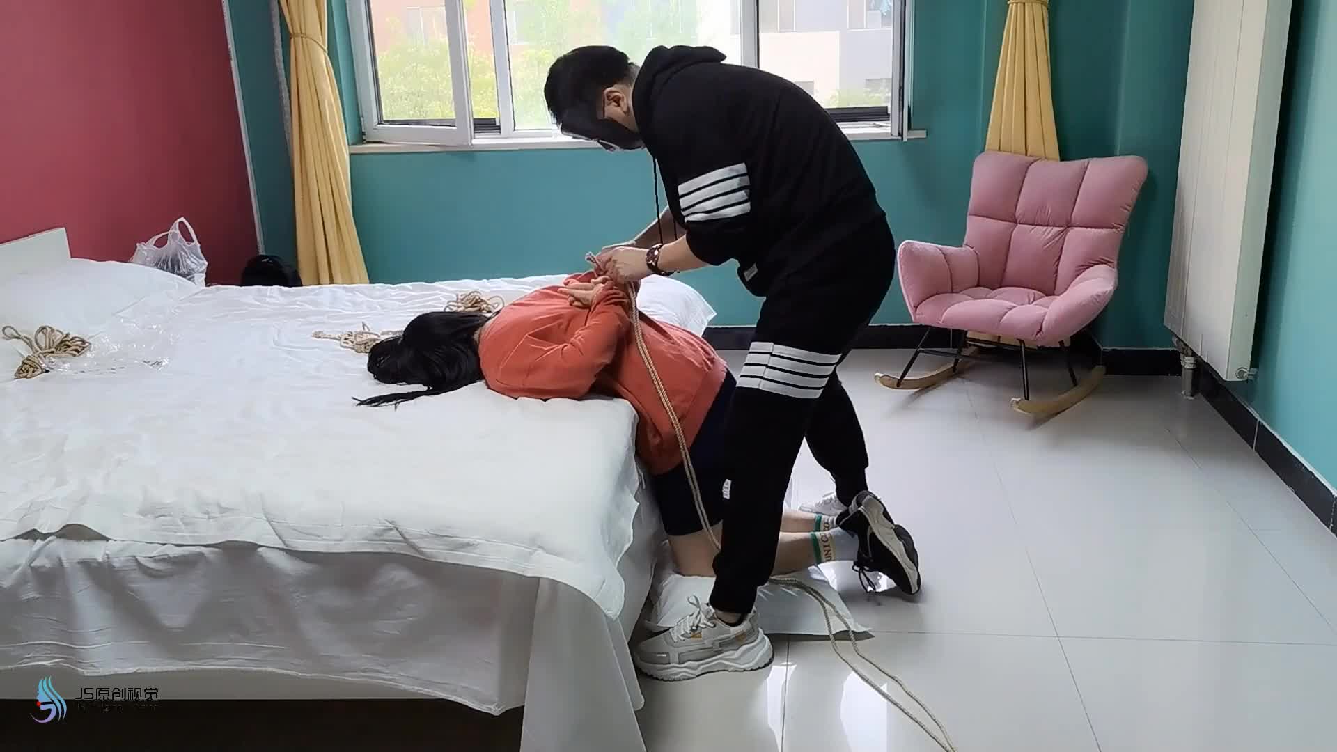 【JS原创】雪莹 后手观音超紧驷马捆绑体验-绳艺在线资源网